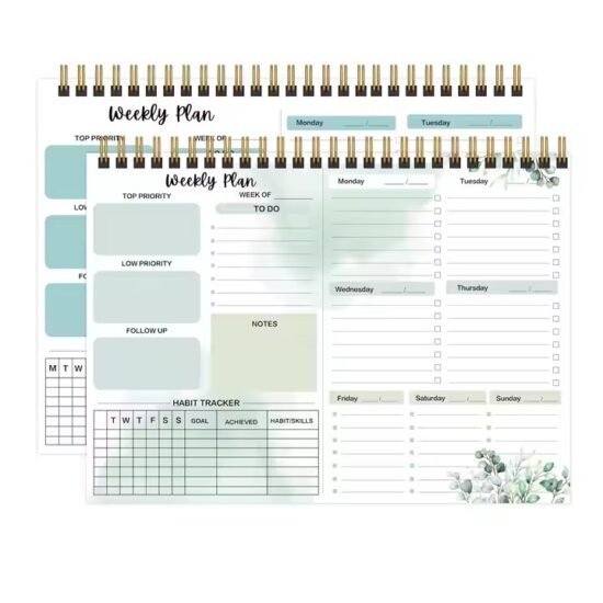 Custom Daily and Weekly Planner Calendar for Office and Study

