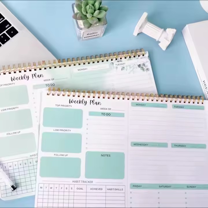 Custom Daily and Weekly Planner Calendar for Office and Study