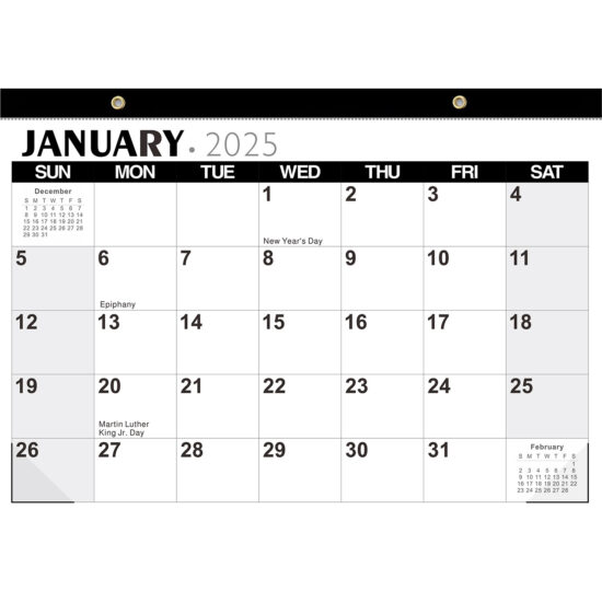 Modern Creative English Poster Calendar with Minimalist Layout 