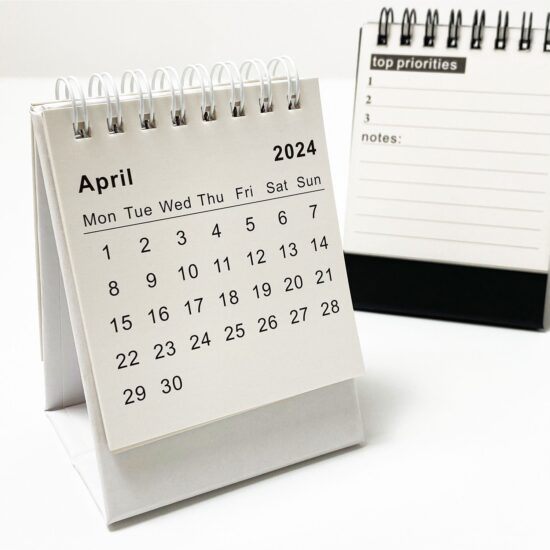 Creative minimalist tabletop pocket calendar for office or home use