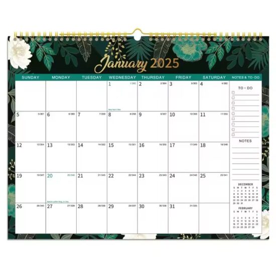Custom home and office gift wall calendar with monthly layout
