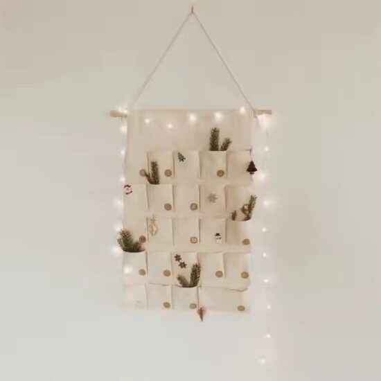 Reusable Canvas Christmas Pocket Calendar for Wall Hanging
