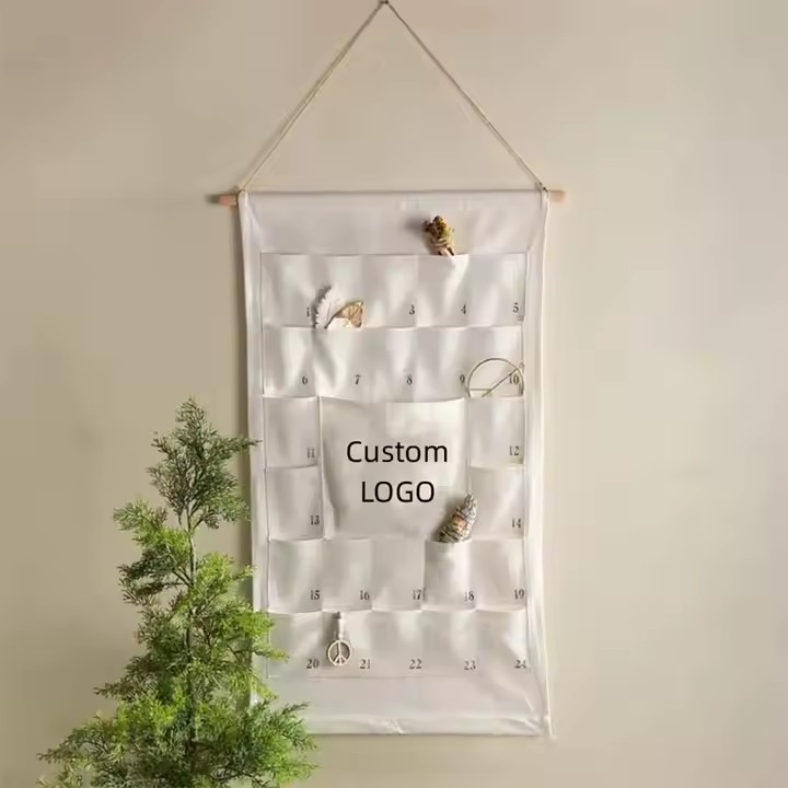 Reusable Canvas Christmas Pocket Calendar for Wall Hanging
