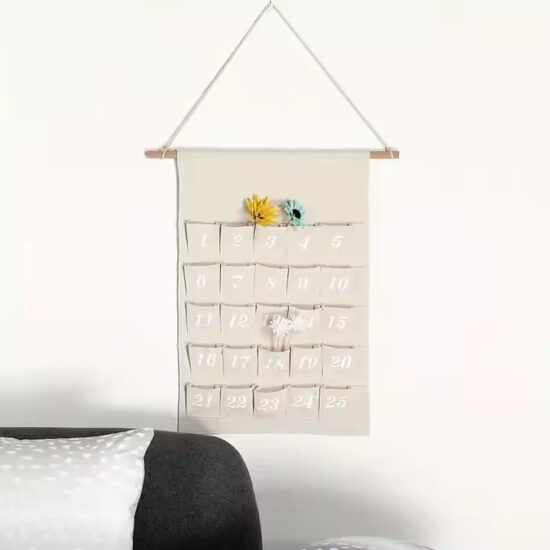 Reusable Canvas Christmas Pocket Calendar for Wall Hanging