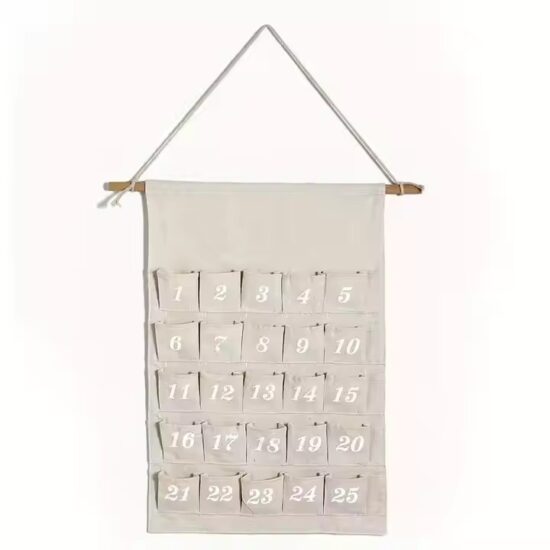 Reusable Canvas Christmas Pocket Calendar for Wall Hanging