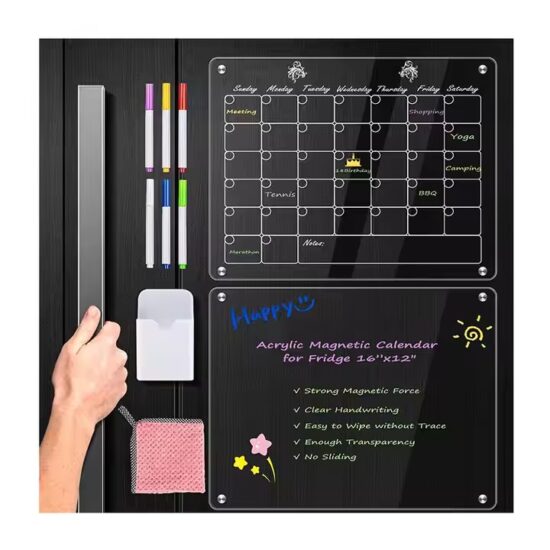 Custom acrylic magnetic whiteboard calendar for fridge with dry erase function