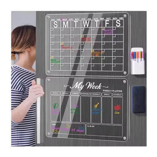 Custom acrylic magnetic whiteboard calendar for fridge with dry erase function