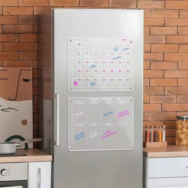 Custom acrylic magnetic whiteboard calendar for fridge with dry erase function