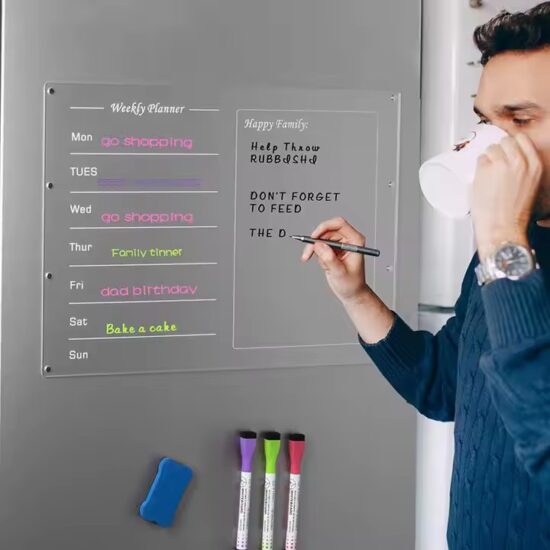 Custom acrylic magnetic whiteboard calendar for fridge with dry erase function