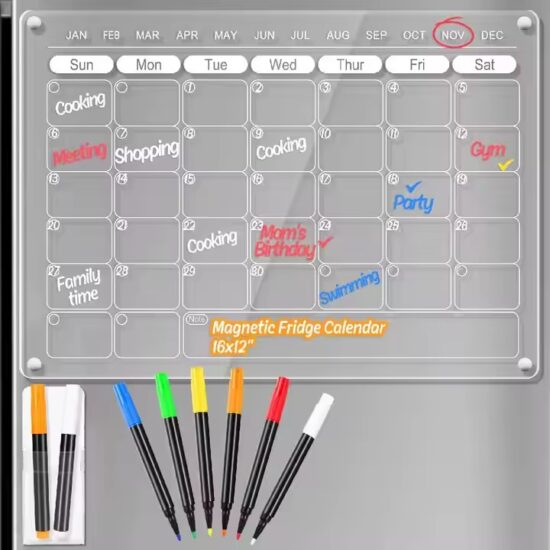 Magnetic acrylic weekly planner whiteboard for home and office scheduling