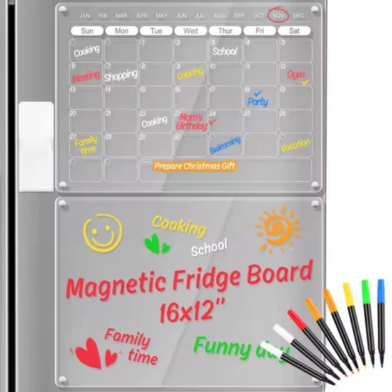 Magnetic acrylic weekly planner whiteboard for home and office scheduling