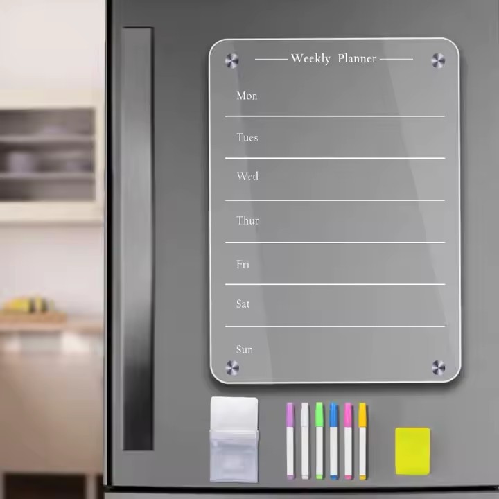 Magnetic acrylic weekly planner whiteboard for home and office scheduling