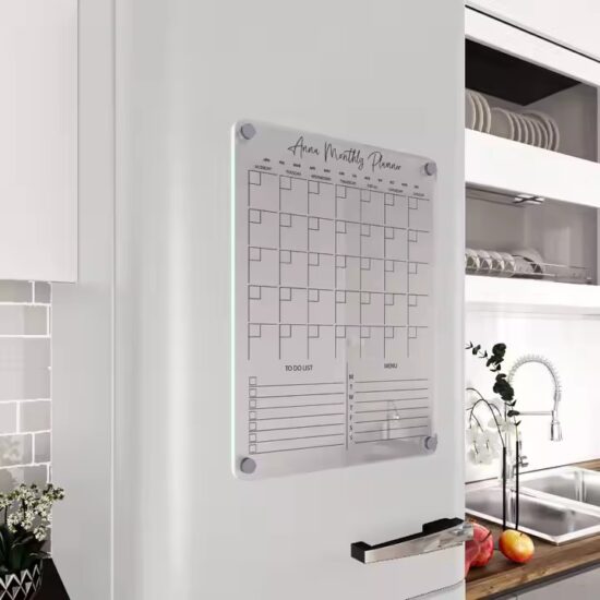 Transparent magnetic dry erase calendar with reusable design for fridge 