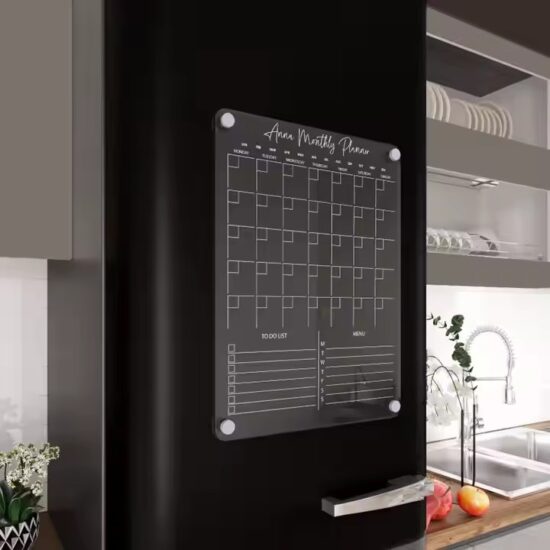 Transparent magnetic dry erase calendar with reusable design for fridge 