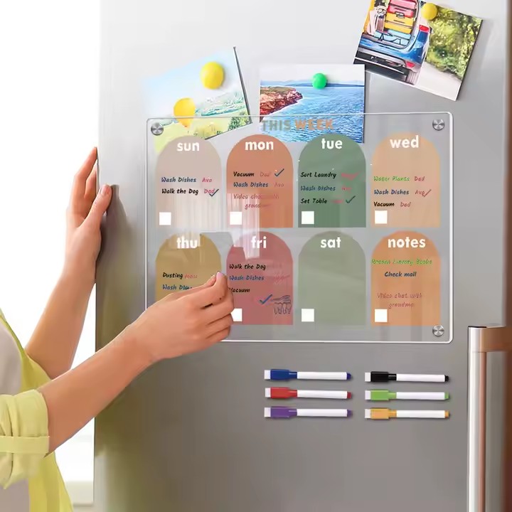 Custom color acrylic magnetic fridge calendar for family scheduling