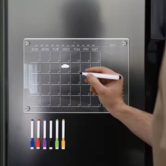 Custom color acrylic magnetic fridge calendar for family scheduling