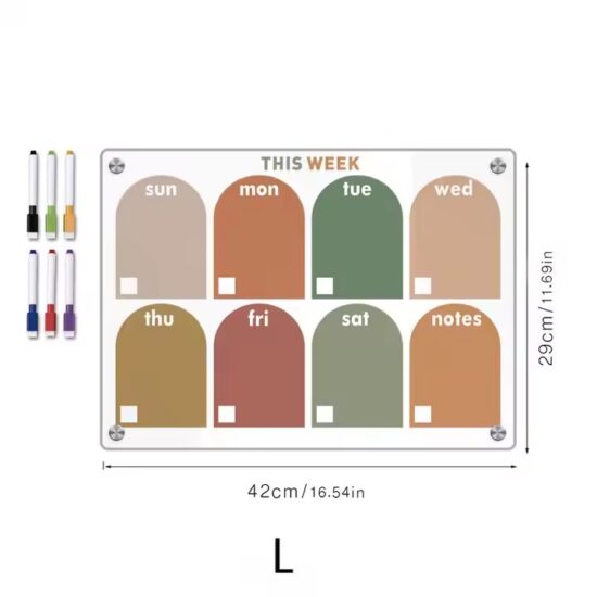 Custom color acrylic magnetic fridge calendar for family scheduling