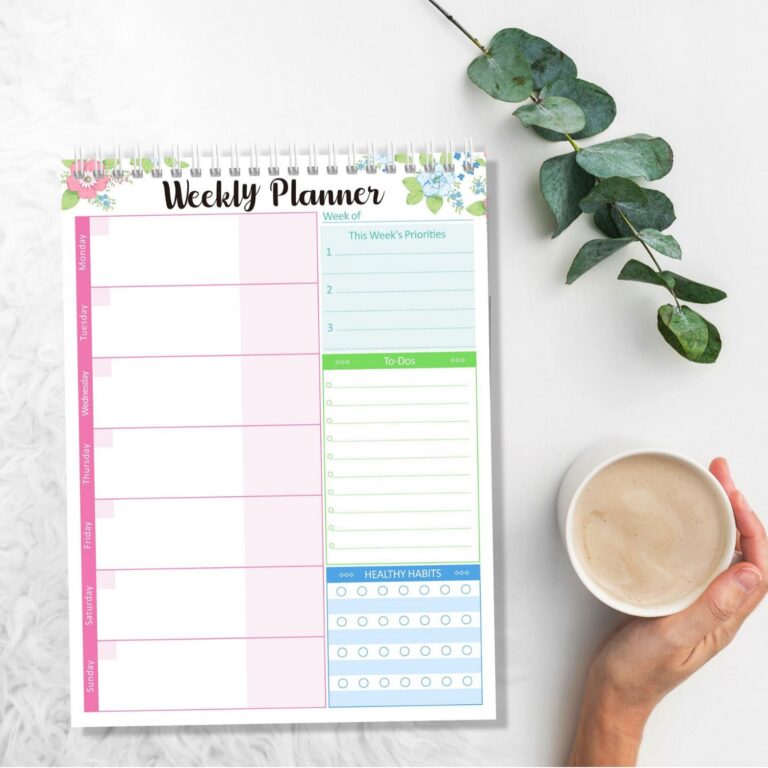 Portable Weekly Memo Planner Calendar with Customizable Layout