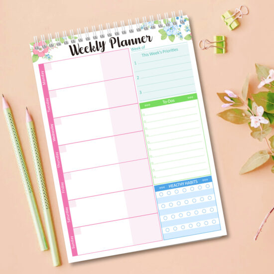 Portable Weekly Memo Planner Calendar with Customizable Layout