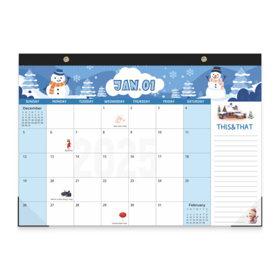 Modern English Calendar Planner with Minimalist Design