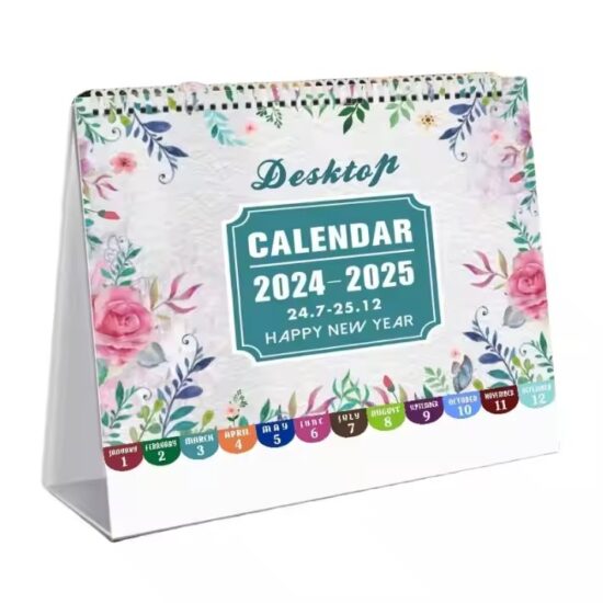 Wholesale monthly overview desk calendar with custom branding

