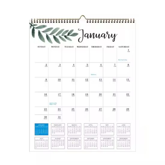 Colorful classroom monthly wall calendar for 2025