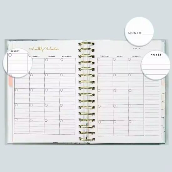 Weekly English Agenda Planner Calendar with Custom Layout