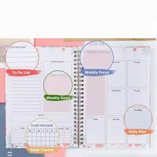 Weekly English Agenda Planner Calendar with Custom Layout