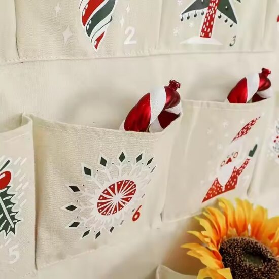 Fabric wall hanging pocket calendar for home organization and decoration