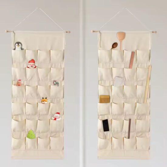 Fabric wall hanging pocket calendar for home organization and decoration