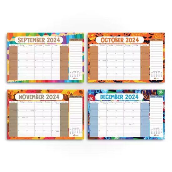 High-quality monthly planner wall calendar with custom layout and design

