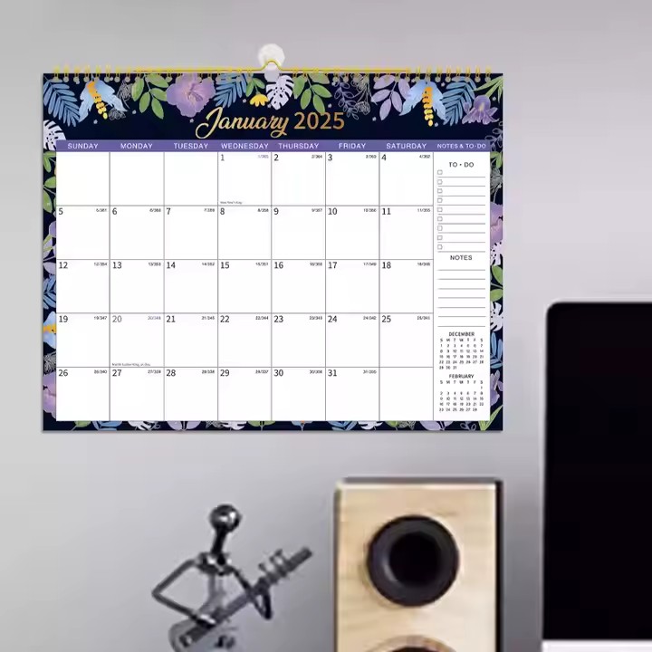 High-quality monthly planner wall calendar with custom layout and design