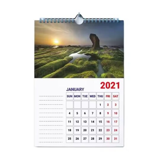 Decorative wall calendar with custom design for interior use