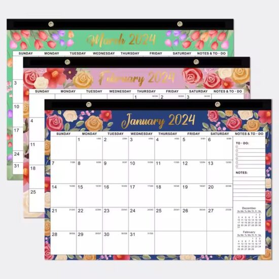 Decorative wall calendar with custom design for interior use