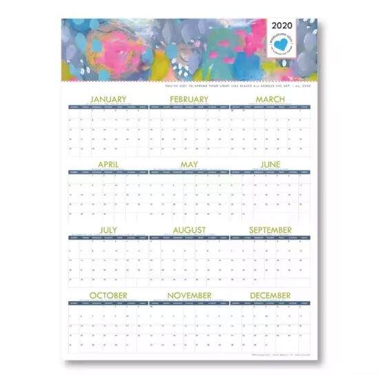 Decorative wall calendar with custom design for interior use
