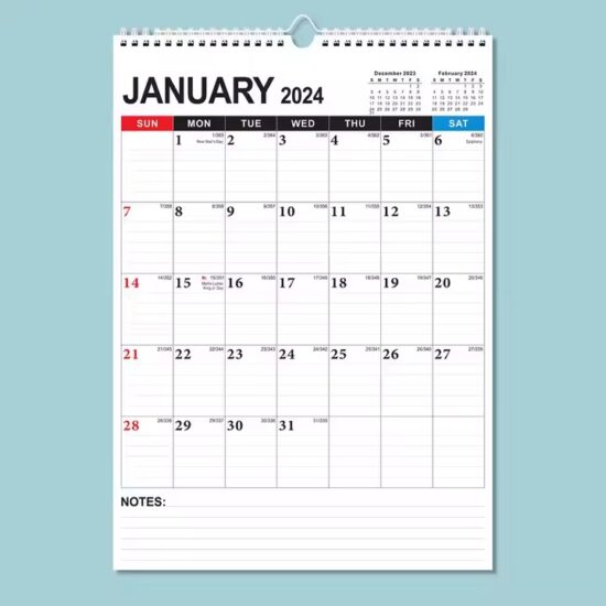 Large office wall calendar with yearly layout and custom branding