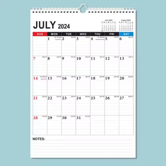 Large office wall calendar with yearly layout and custom branding