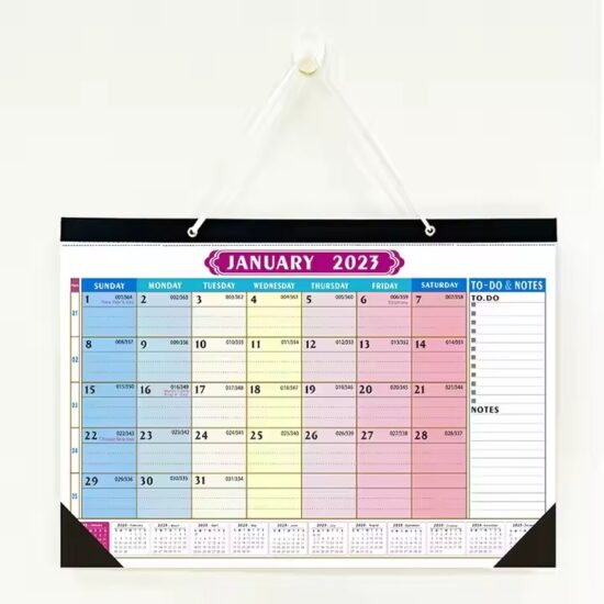 Personalized paper wall calendar poster with custom design and logo