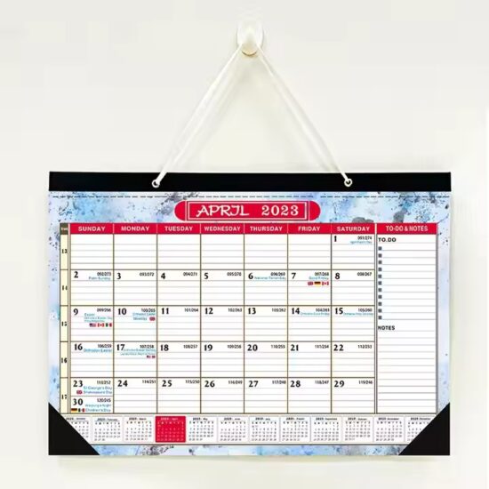 Personalized paper wall calendar poster with custom design and logo