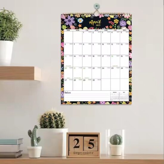 Office wall calendar poster with full-color printing and custom branding