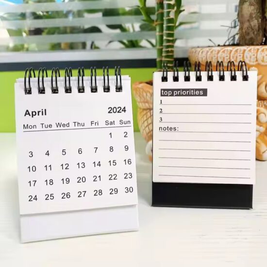 Mini desktop fabric pocket calendar with creative decorative design