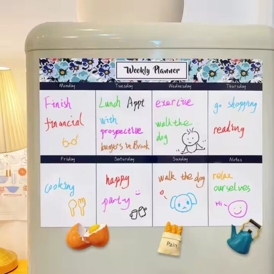 High quality dry erase magnetic calendar for monthly, weekly, and daily planning
