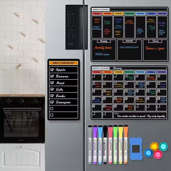 High quality dry erase magnetic calendar for monthly, weekly, and daily planning