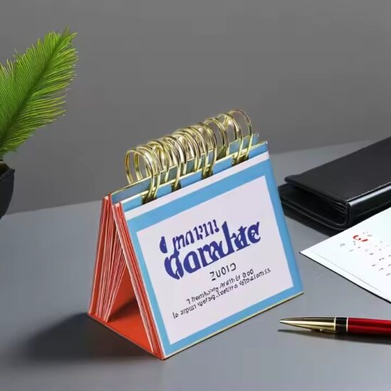 Writable office desk calendar with custom logo for daily planning