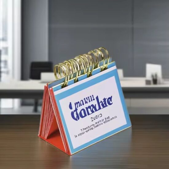 Writable office desk calendar with custom logo for daily planning