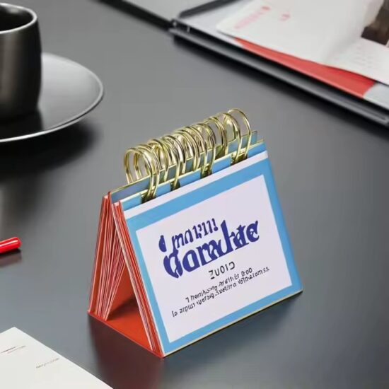 Writable office desk calendar with custom logo for daily planning