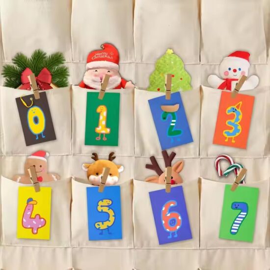 Custom Christmas wall pocket calendar with countdown design