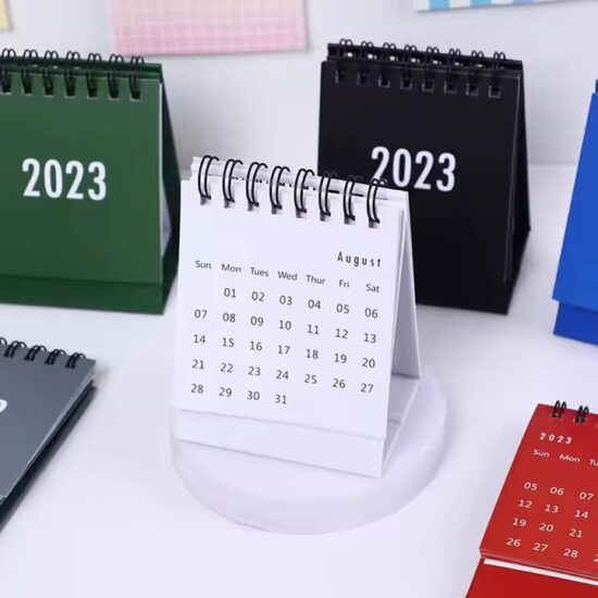 Custom foldable pocket desk calendar with printed office design