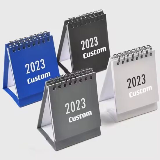 Custom foldable pocket desk calendar with printed office design