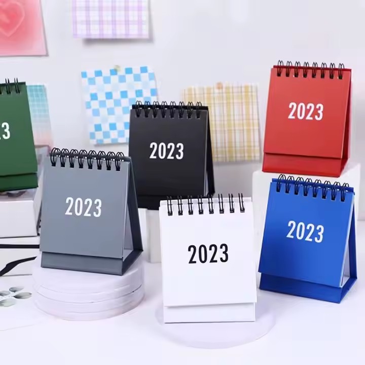 Custom foldable pocket desk calendar with printed office design
